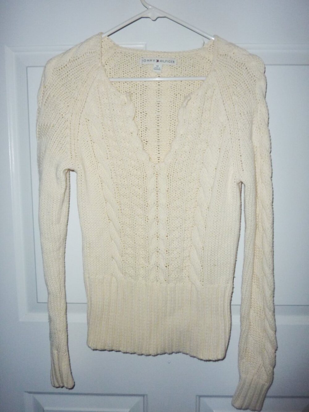 Mint Tommy Hilfiger Off White Cable Knit Cotton Acrylic Sweater Size Medium